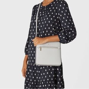 Kate Spade Gray Sadie North South Leather Zip Top Crossbody Bag